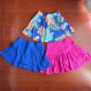 Floral and Solid Skirt Set - Blue, Pink